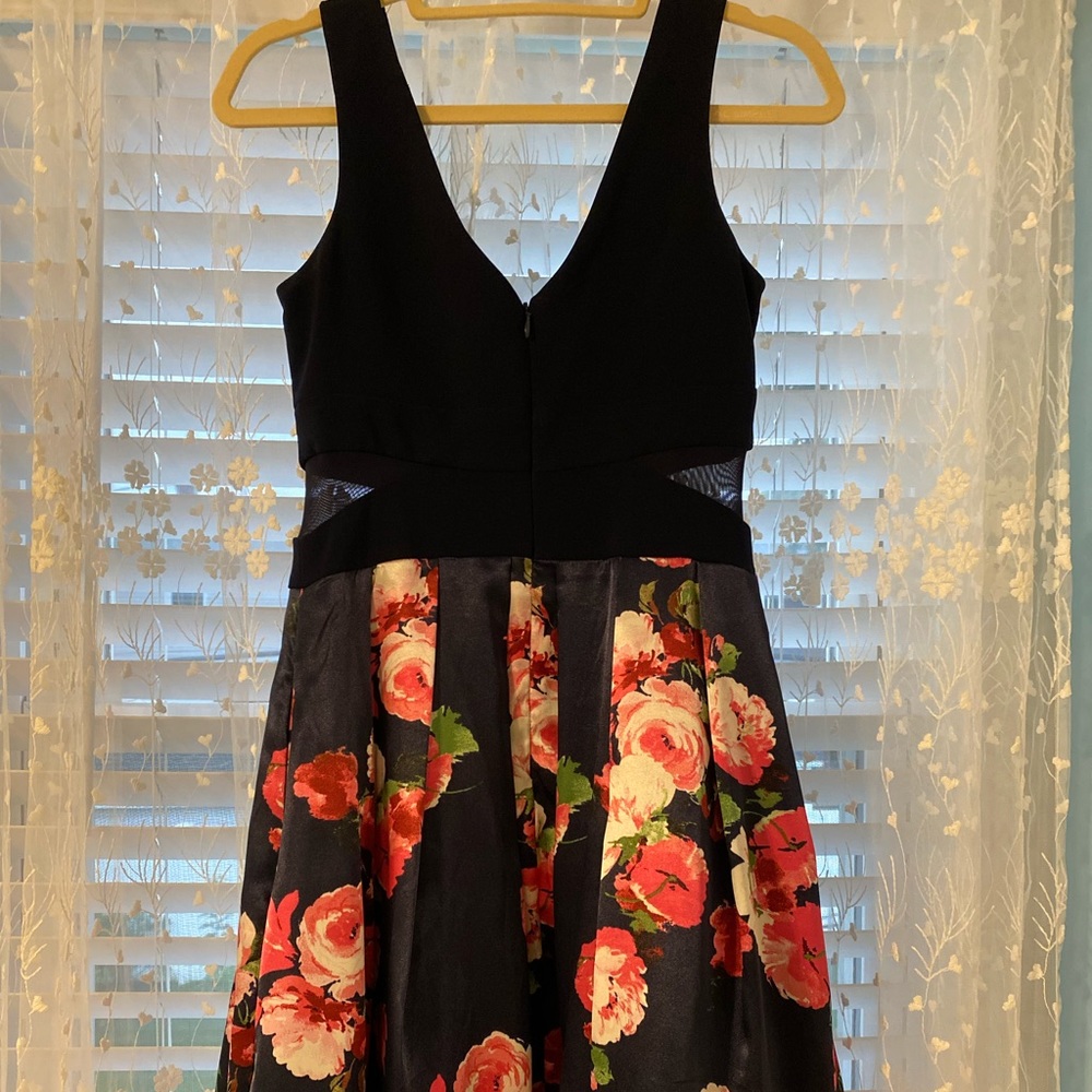 Beautiful navy dress with red flowers